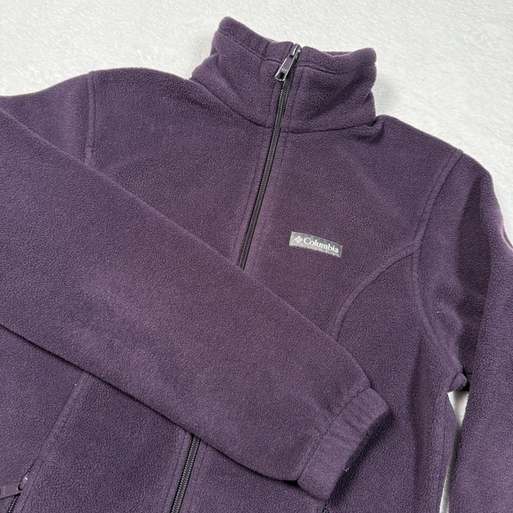 Columbia Jackets & Blazers - Columbia Jacket Womens Small Purple‎ Fleece Full Zip Stand Collar Pockets Hiking
